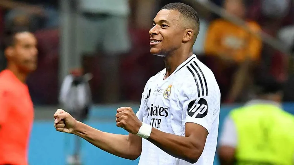 Mbappe's joy after scoring his first goal with Real Madrid